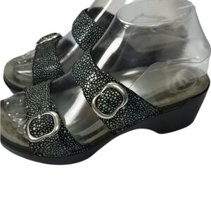 Dansko Sophie Black Shagreen Sandals 36/6